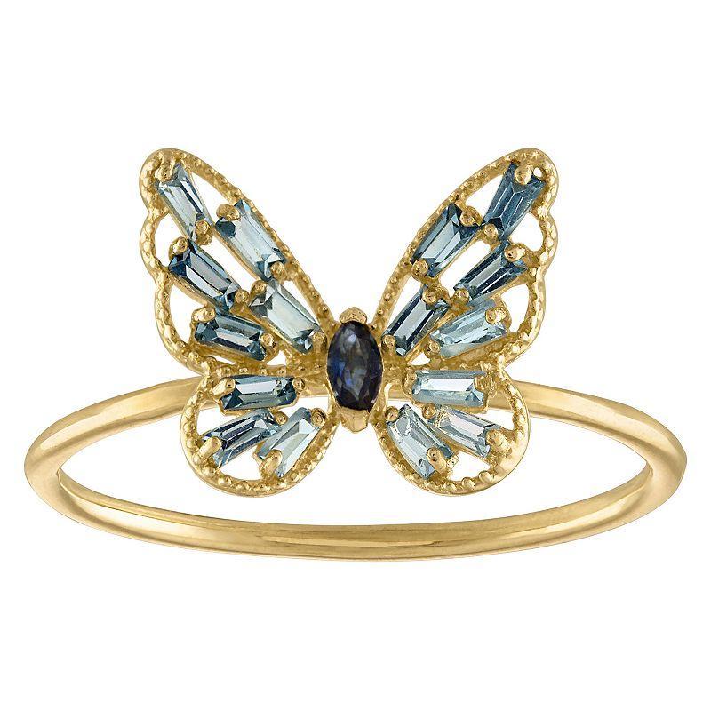 Tiara 10k Gold Sapphire & London Butterfly Ring, Womens Product Image