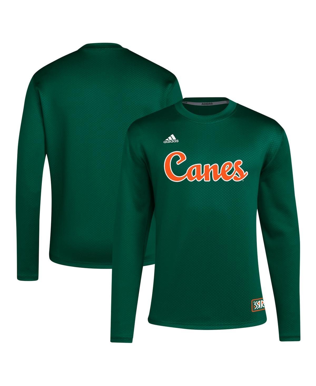 Mens adidas Miami Hurricanes Reverse Retro Baseball Script Pullover Sweatshirt Product Image