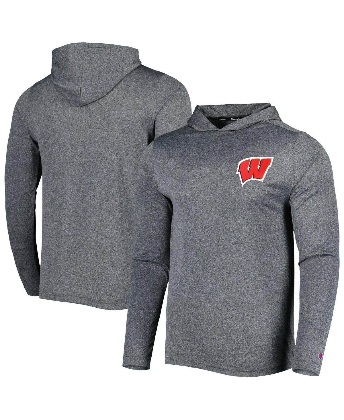 Mens Champion Gray Wisconsin Badgers Hoodie Long Sleeve T-Shirt Product Image