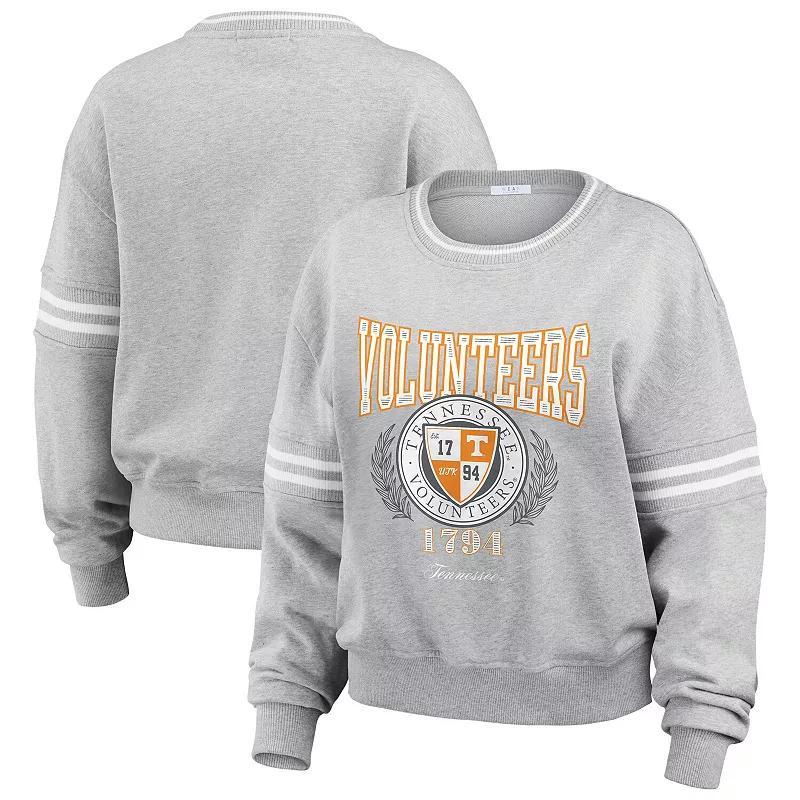 Womens WEAR by Erin Andrews Heather Gray Tennessee Volunteers Classic Stripe Pullover Sweater Product Image