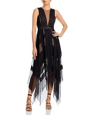 Womens Andi Asymmetric Lace & Tulle Maxi Dress Product Image