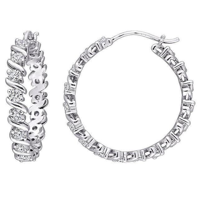 Stella Grace Sterling Silver 1 1/4 Carat T.W. Lab-Created Moissanite Hoop Earrings, Womens Product Image