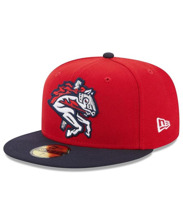 Mens New Era Red Binghamton Rumble Ponies Authentic Collection Alternate Logo 59FIFTY Fitted Hat Product Image