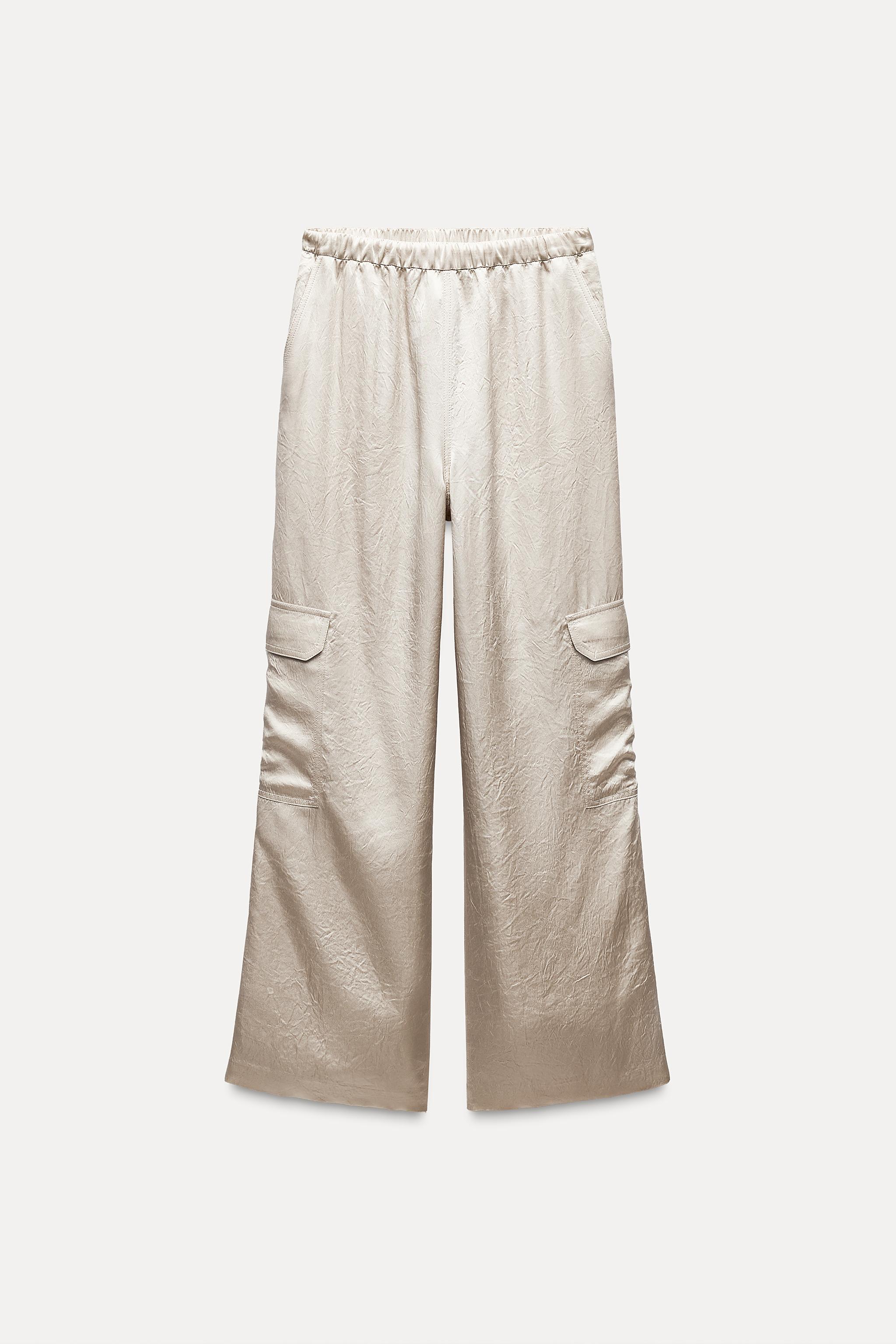 SATIN EFFECT CARGO PANTS ZW COLLECTION Product Image