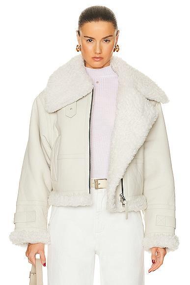 AGOLDE x Shoreditch Ski Club Lola Shearling Jacket in Cream. Product Image