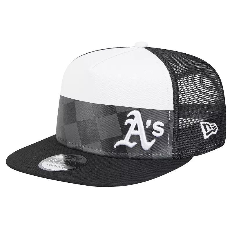 Mens New Era Oakland Athletics Checkmate Trucker 9FIFTY Snapback Hat Product Image