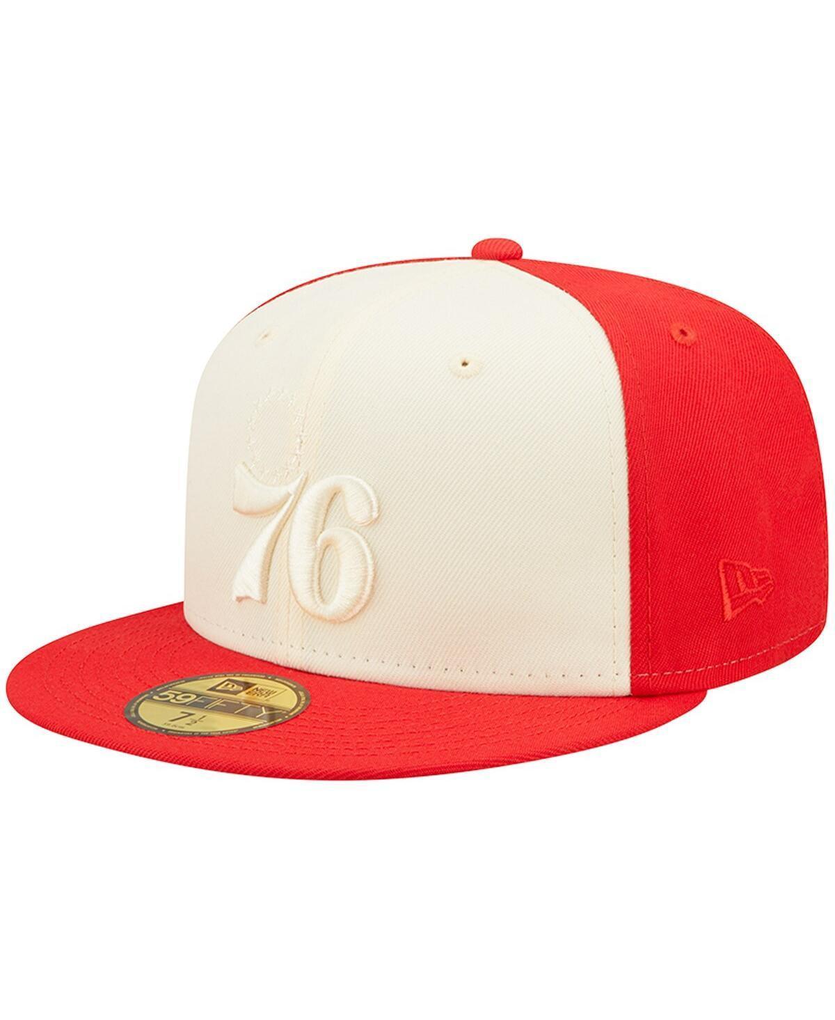 Mens New Era Cream/Red Philadelphia 76ers Cork Two-Tone 59FIFTY Fitted Hat Product Image