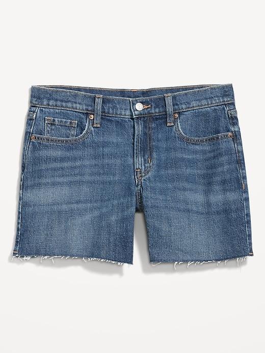 Mid-Rise Boyfriend Cut-Off Jean Shorts -- 5-inch inseam Product Image