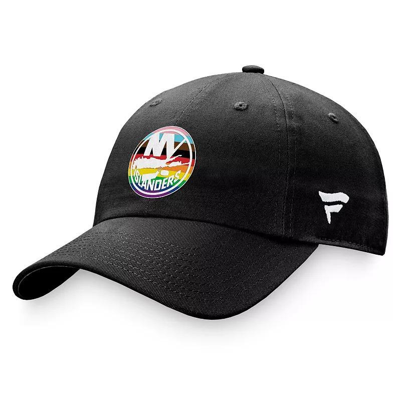 Mens Fanatics Branded Black New York Islanders Team Logo Pride Adjustable Hat Product Image