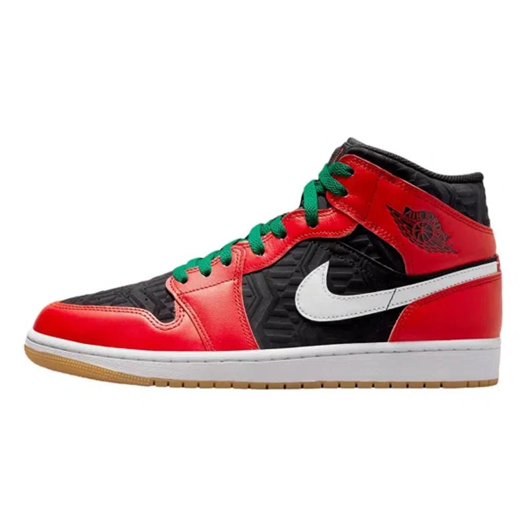 Air Jordan 1 Mid Se Black/fire Red-white-malachite Dq8417-006 Men's Product Image