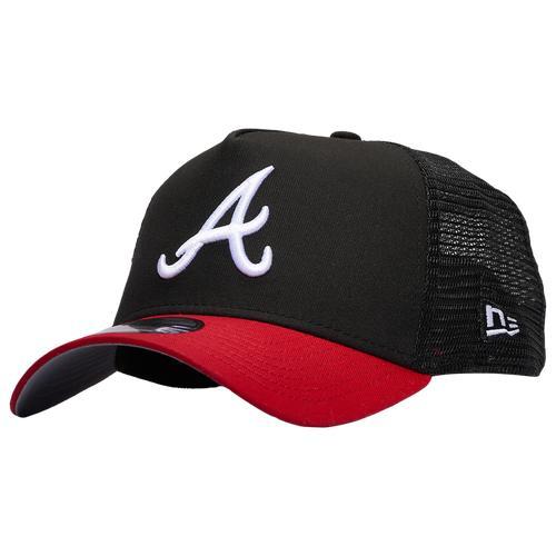 New Era Mens Atlanta Braves New Era Atlanta Braves 9FORTY A-Frame Trucker Cap - Mens Red/White/Black Product Image