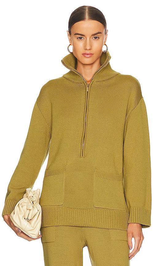 LPA Domani Oversized Half Zip Sweater in Green. Size L. Product Image