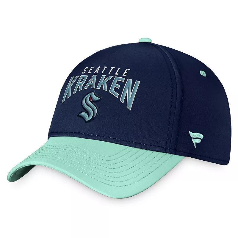 Mens Fanatics Branded Deep Sea Blue/Light Blue Seattle Kraken Fundamental 2-Tone Flex Hat Product Image