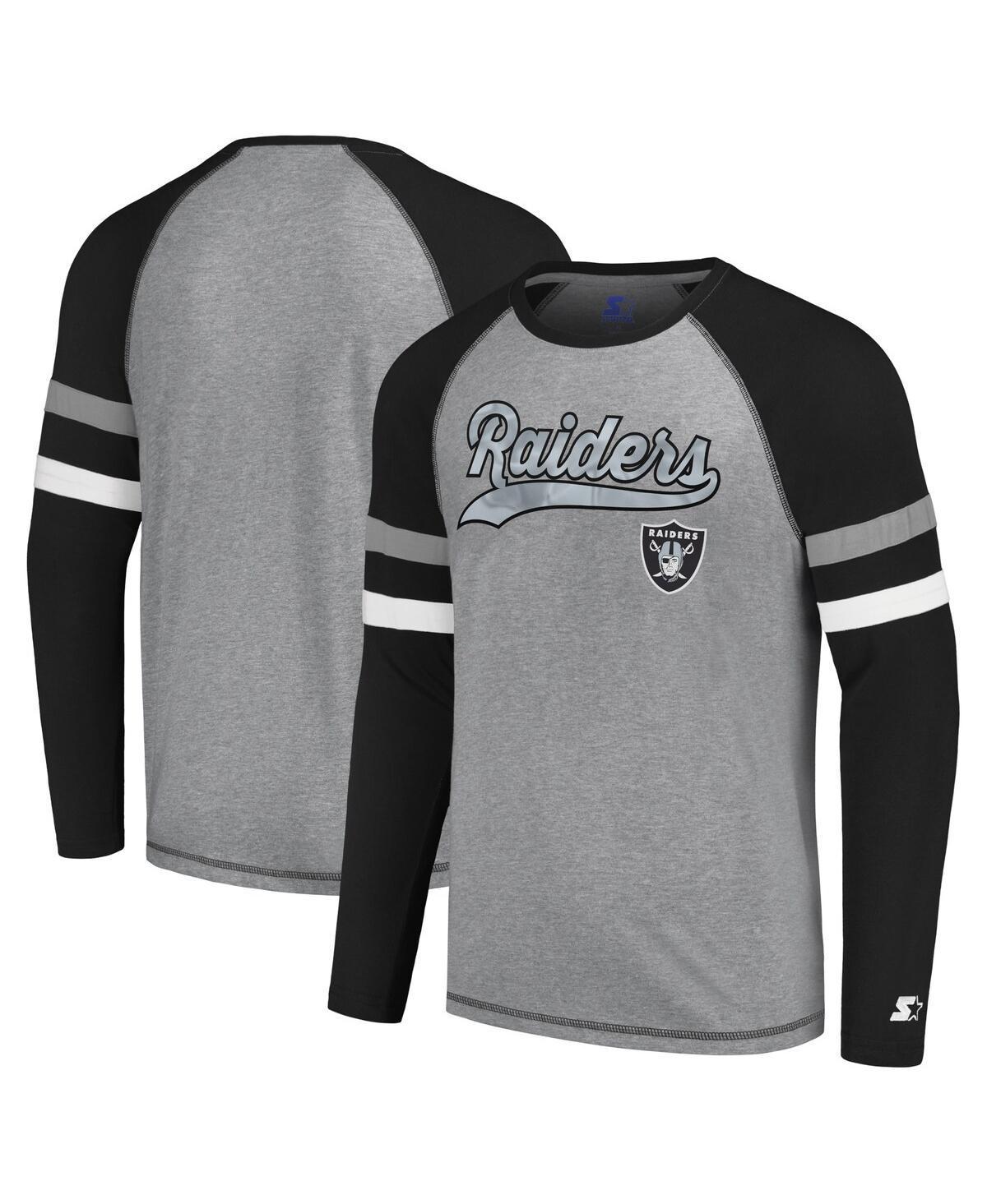 Mens Starter Gray Las Vegas Raiders Kickoff Raglan Long Sleeve T-shirt - Gray Product Image