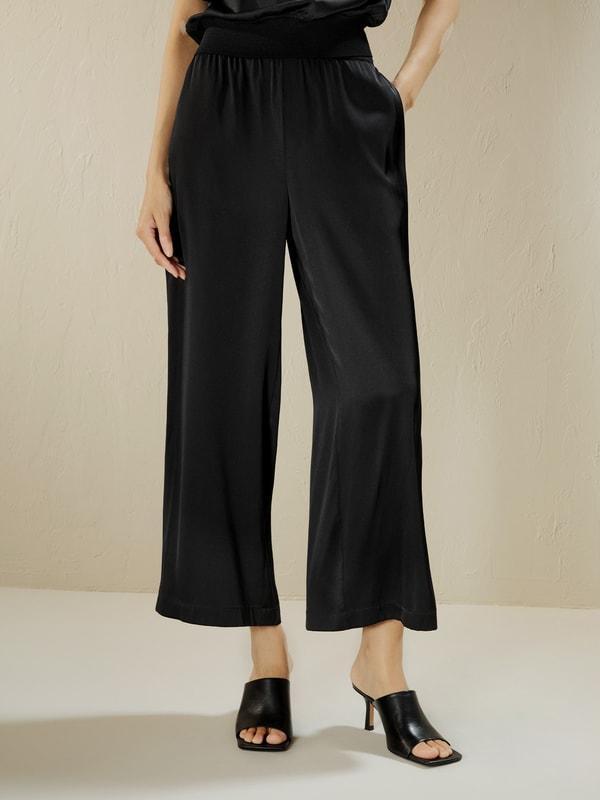 Wide leg cropped silk pants Product Image