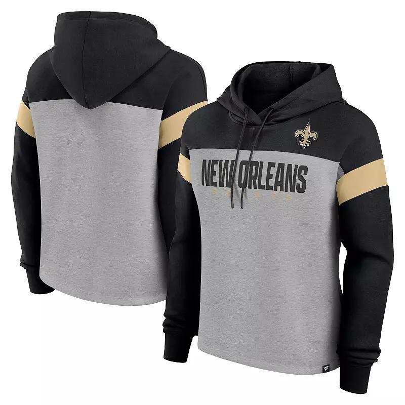 Womens Fanatics Heather Gray/Black New Orleans Saints Bold Play Call Pullover Hoodie Product Image