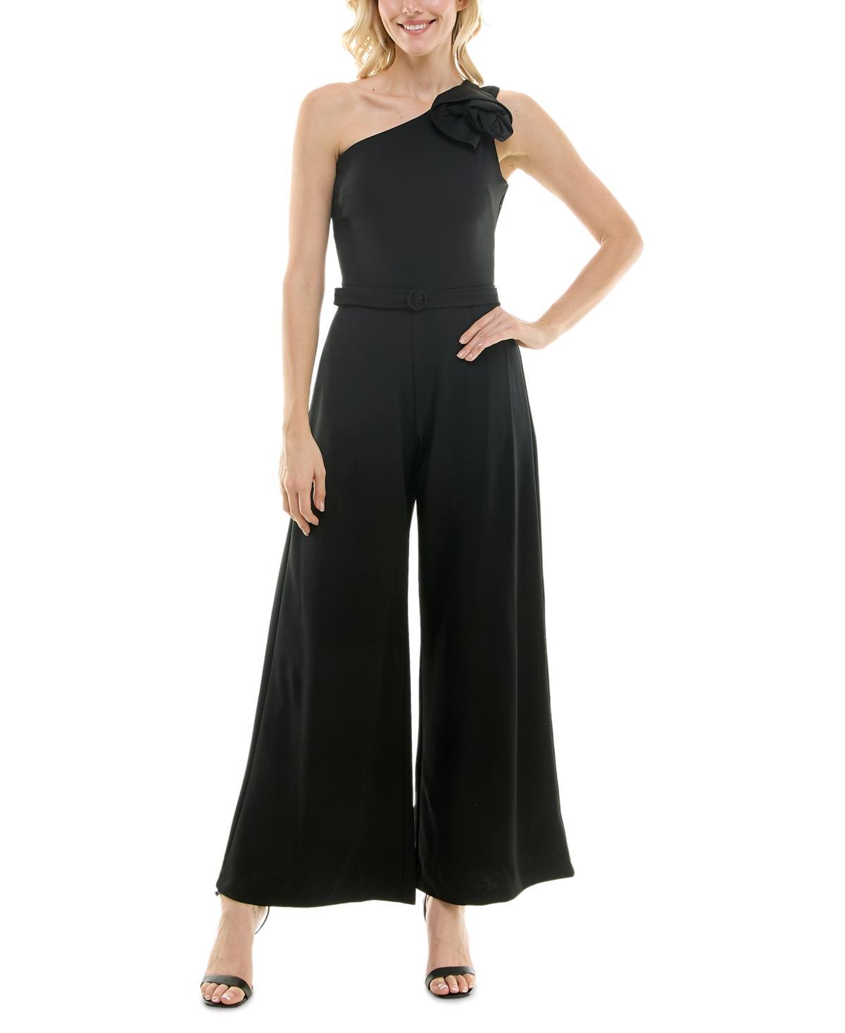 Maison Tara Womens One-Shoulder Rosette Jumpsuit Product Image