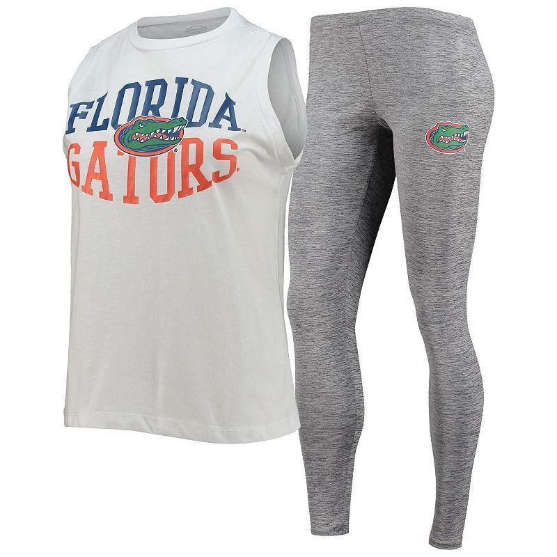 Womens Concepts Sport Charcoal/White Florida Gators Tank Top & Leggings Sleep Set Product Image