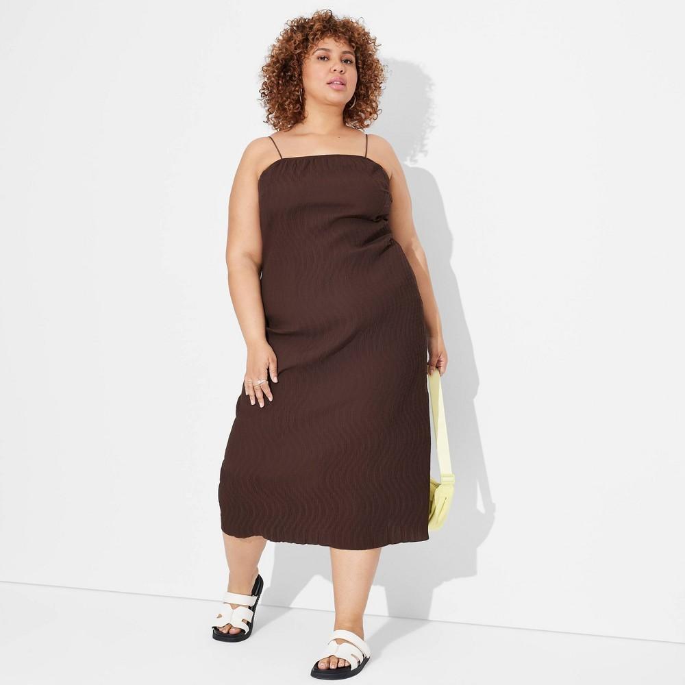 Womens Plisse Column Midi A-Line Dress - Wild Fable Dark Brown 4X Product Image