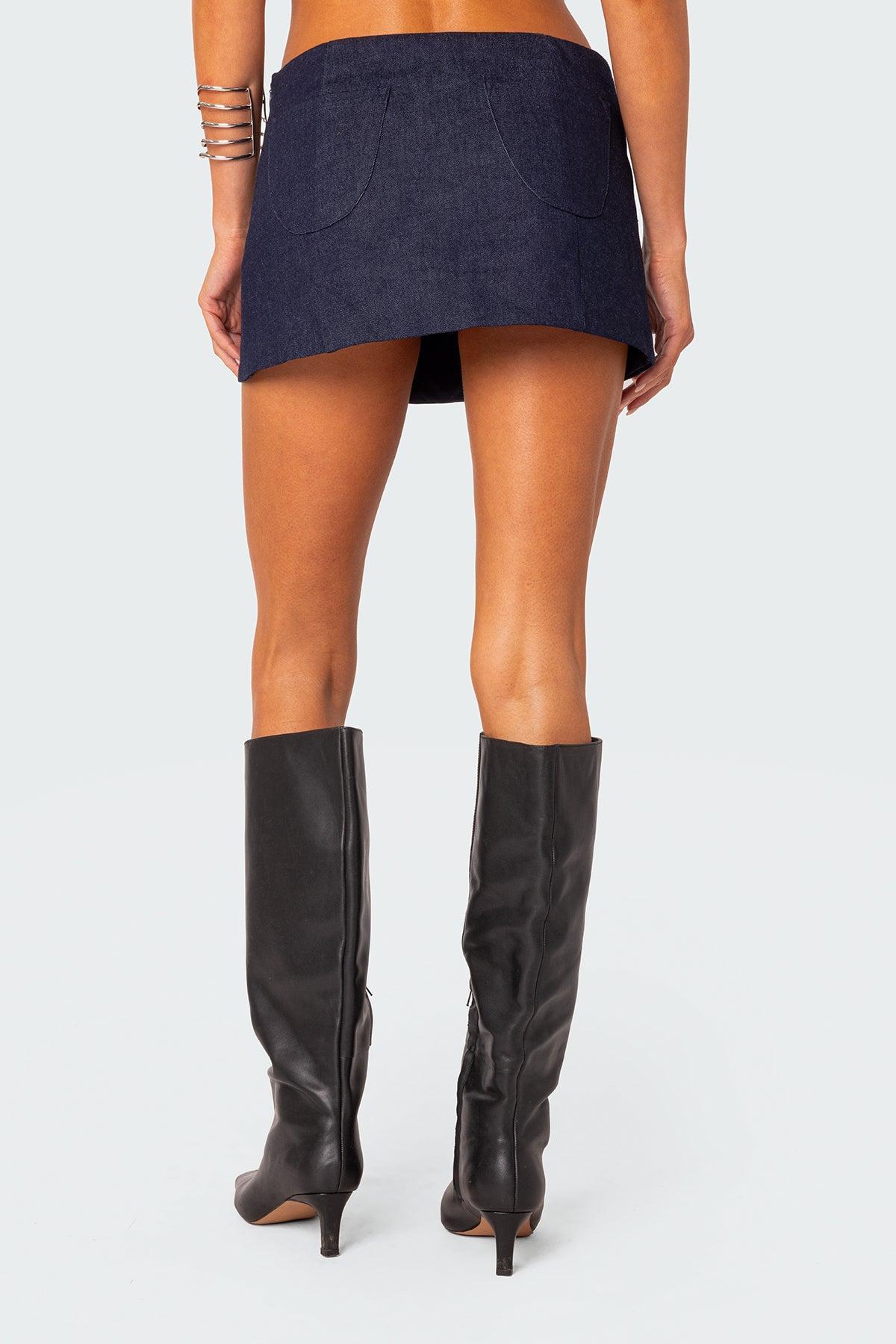 Jemma Side Slit Denim Mini Skirt Product Image