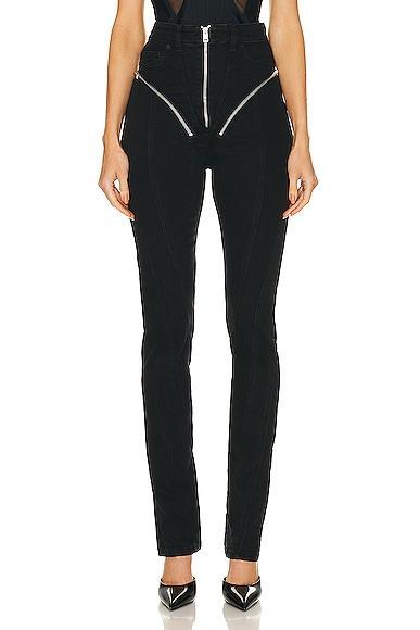 Mugler Zipper Spiral Jean in Black Product Image