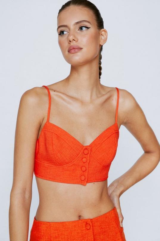 Tailored Button Front Bralette Top Product Image