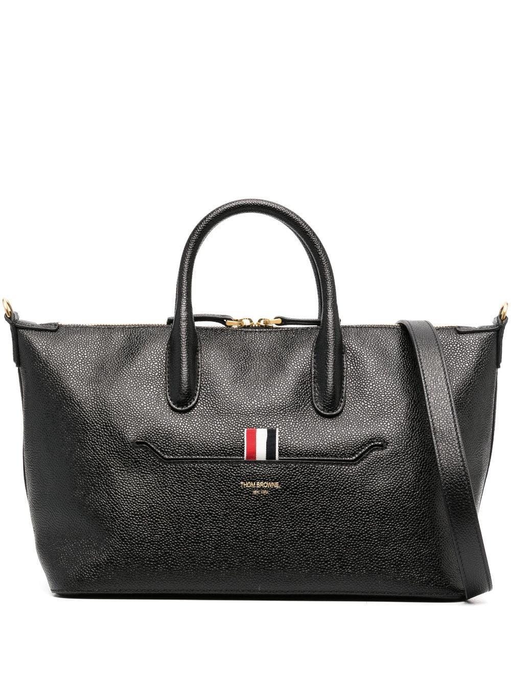 Small Leather Tote Bag In Black Product Image