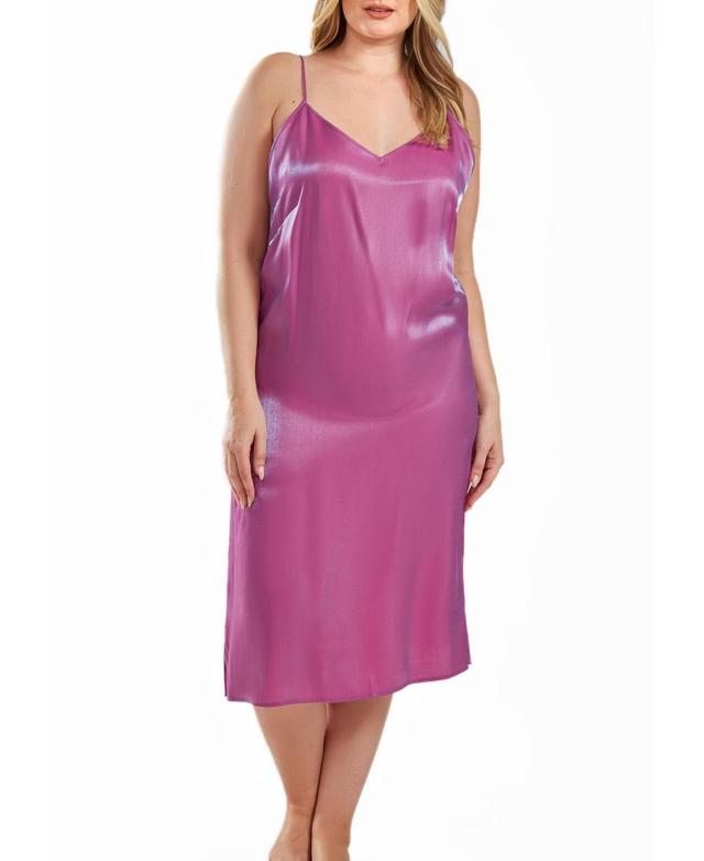 iCollection Skyler Plus Size Irredesant Satin Dress with Adjustable Straps Product Image