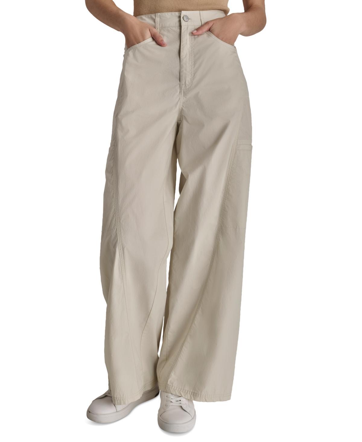 DKNY Women's Cotton High-Rise Front-Seam Cargo Pants Product Image