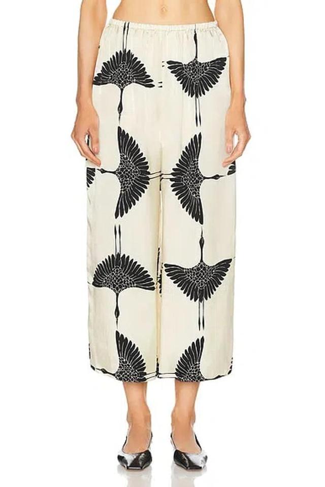 Mindy Cropped Cupro Wide-leg Pants In Cream Black Product Image