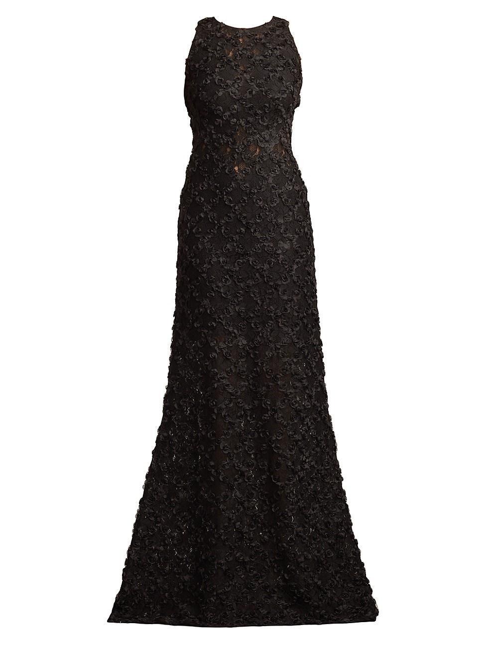 Womens Floral Lace Gown Product Image