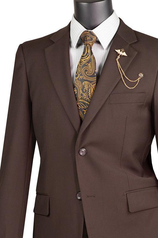 Nola Collection - Brown Regular Fit 2 Piece Suit Flat Front Pants with 2″ Elastic Waistband Product Image