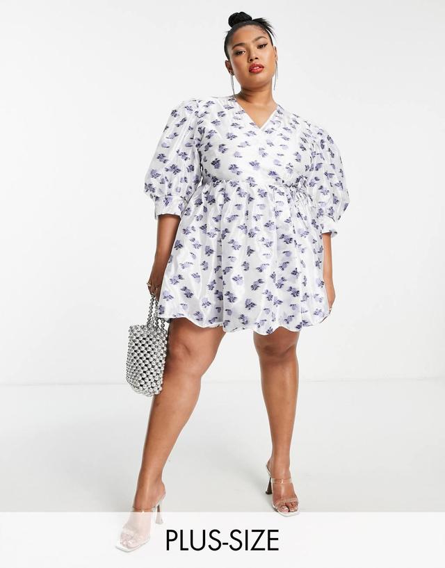 Sister Jane Plus mini wrap dress in blue floral Product Image