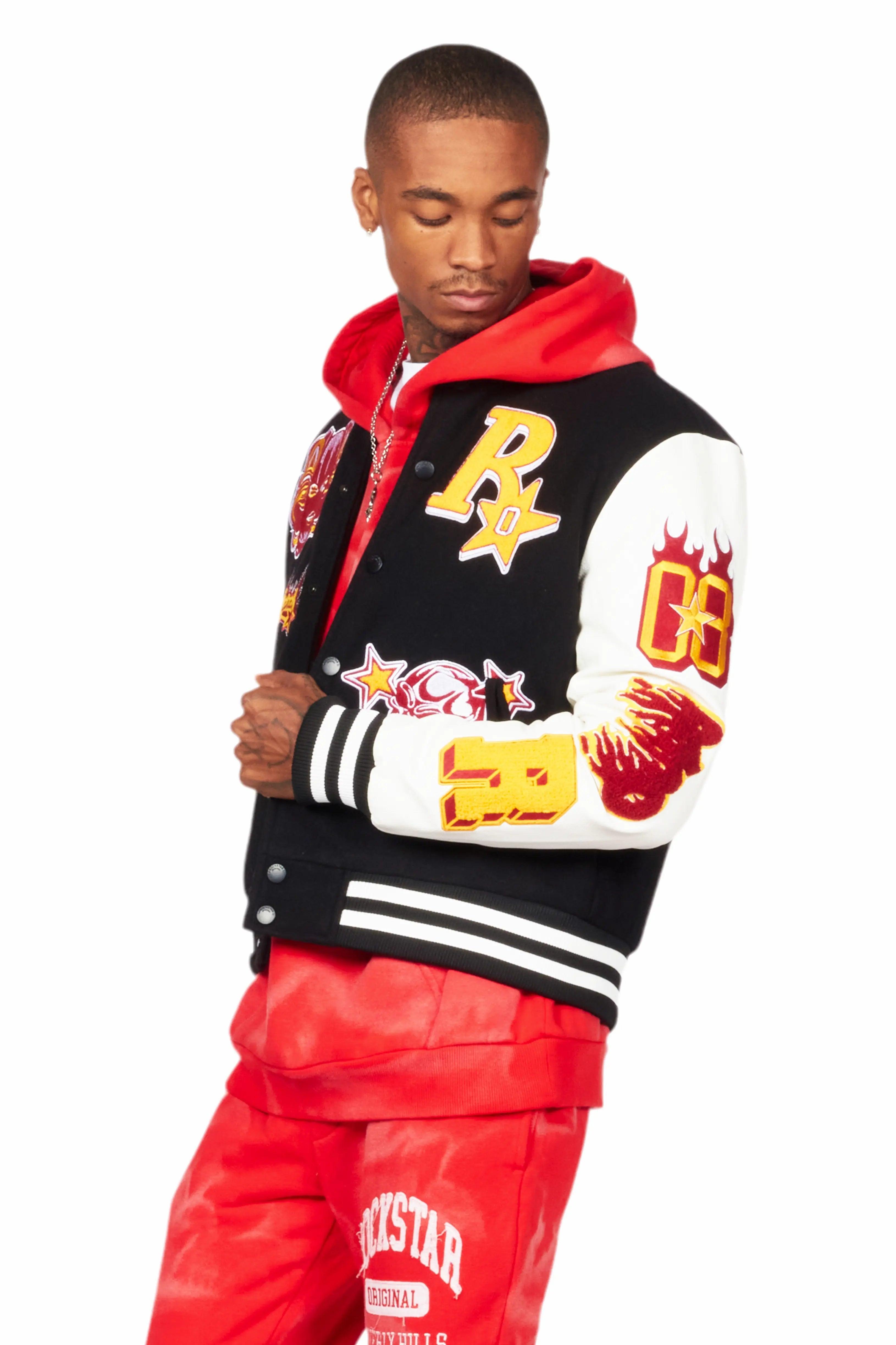 Fio Black/White Varsity Jacket Male Product Image