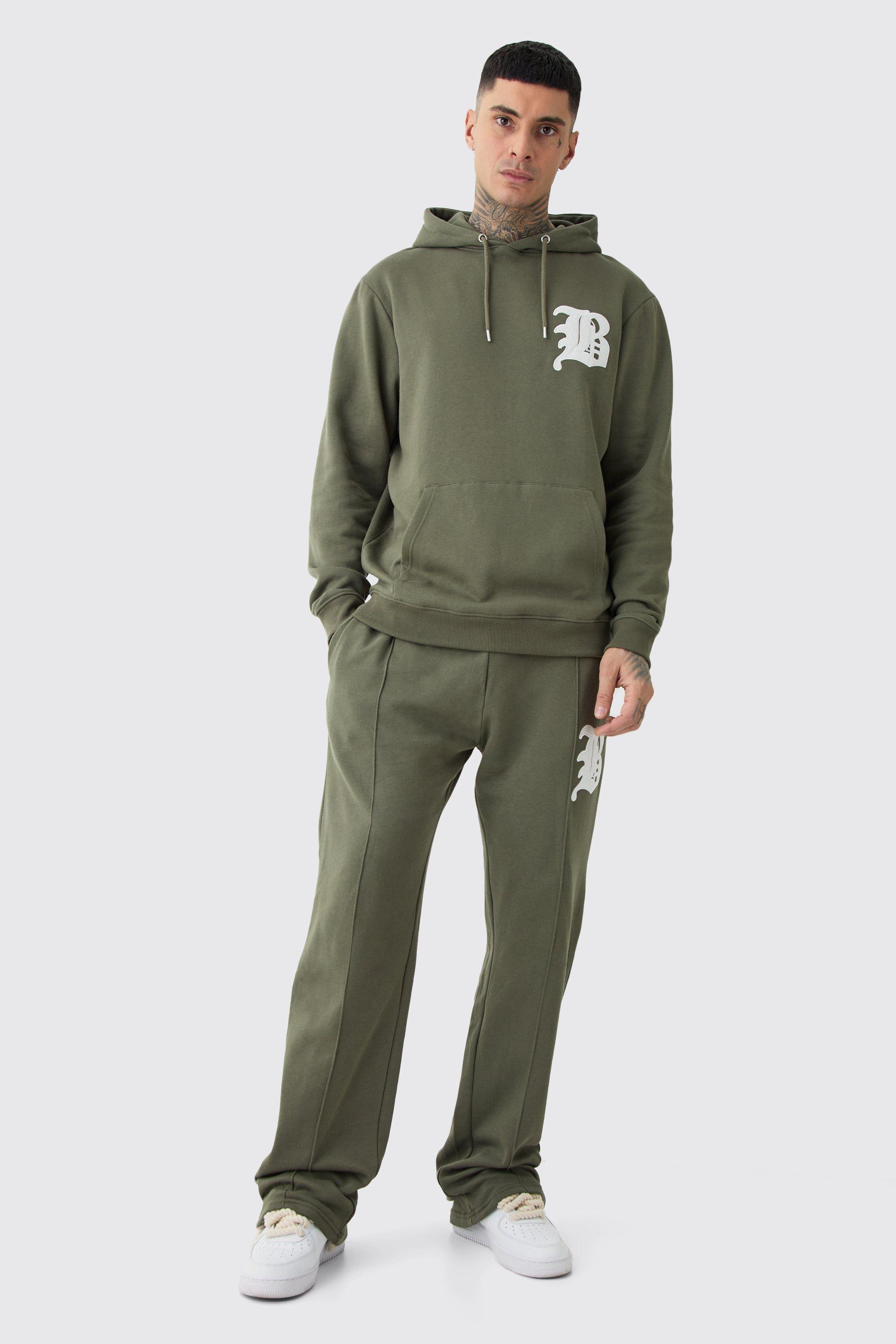 Tall B Badge Stacked Gusset Hooded Tracksuit | boohooMAN USA Product Image