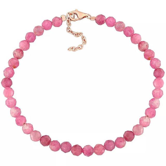 Stella Grace 18k Rose Gold Over Silver Pink Tourmaline Facetted Bead Bracelet, Womens Pink Tone Product Image