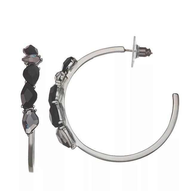 Simply Vera Vera Wang Black Stone Hoop Earrings, Womens Product Image