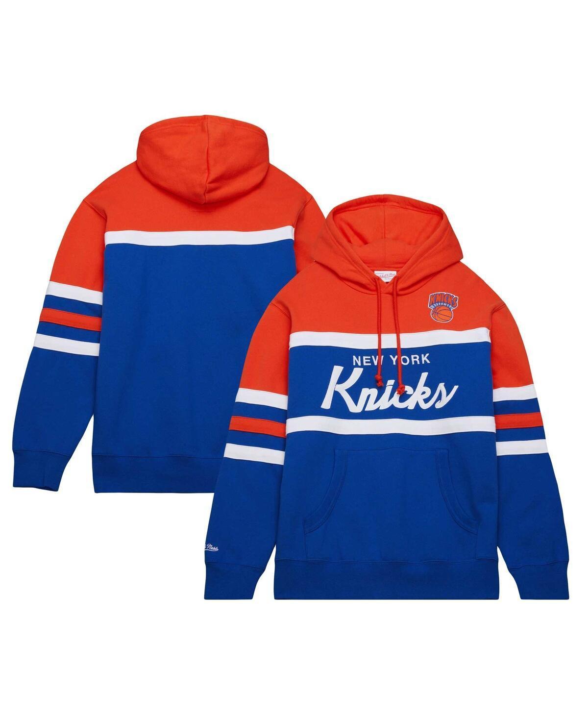 Mens Mitchell & Ness Blue/Orange New York Knicks Head Coach Pullover Hoodie Product Image