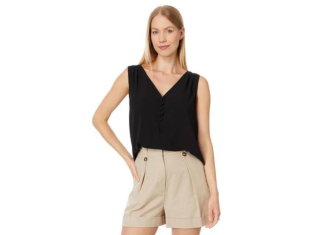 CeCe Half Button-Down Sleeveless Tank Top (Rich ) Women's Clothing Product Image