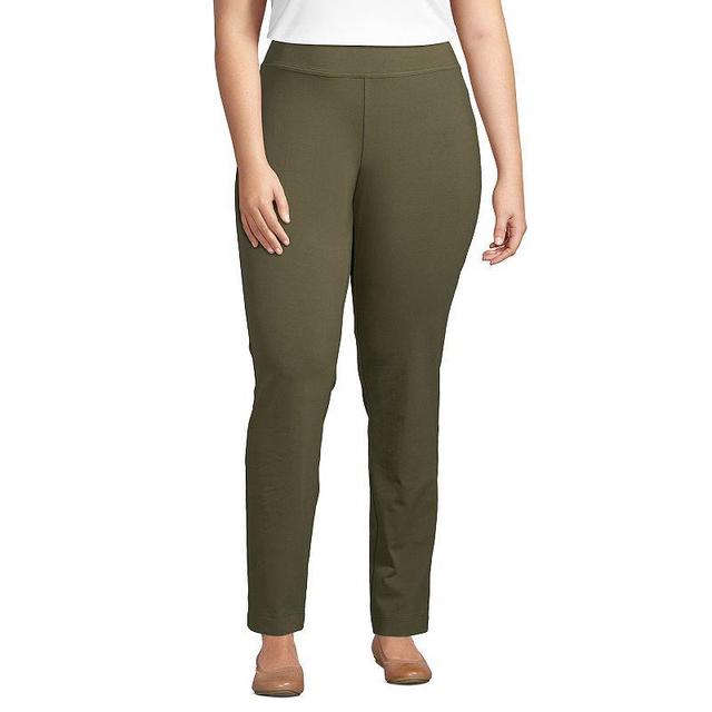 Plus Size Lands End Starfish Slim Straight Leg Pull-On Pants, Womens Green Moss Product Image