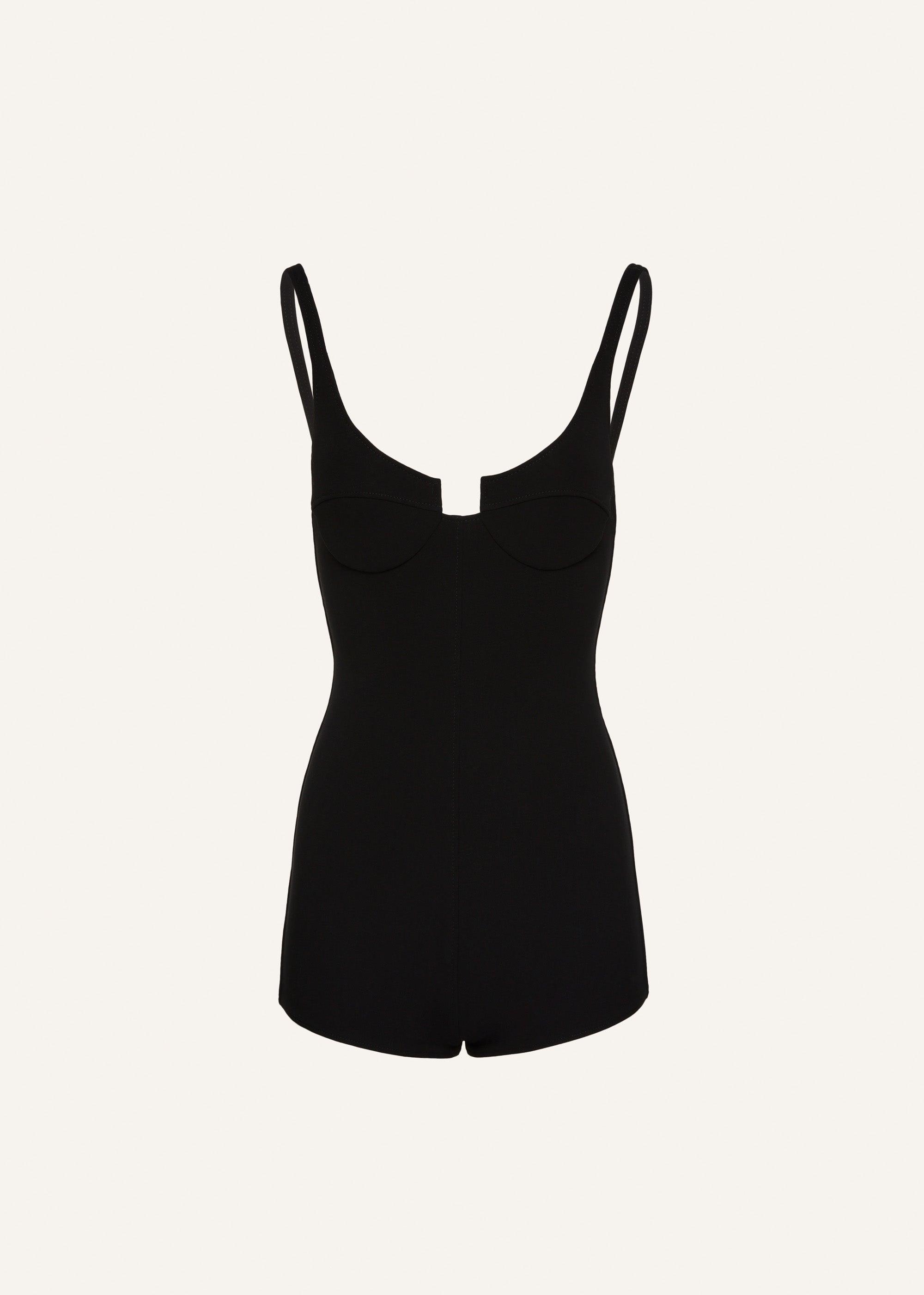 Scoop neck romper in black Product Image