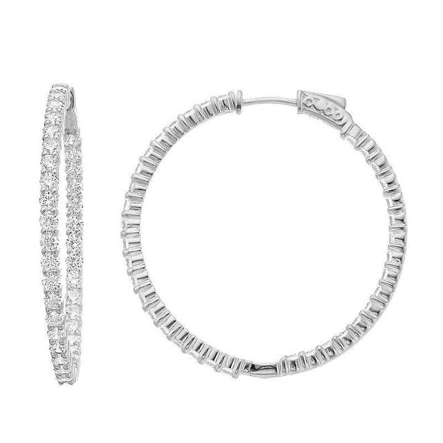 Rosabella Sterling Silver Cubic Zirconia Inside Out Hoop Earrings, Womens, White Product Image