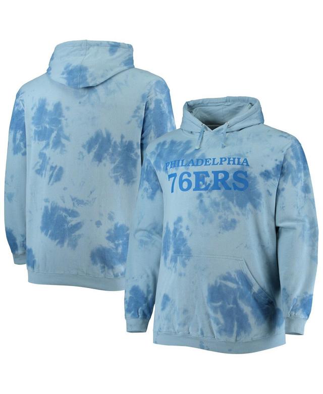 Mens Fanatics Branded Royal Philadelphia 76ers Big & Tall Wordmark Cloud Dye Pullover Hoodie Product Image