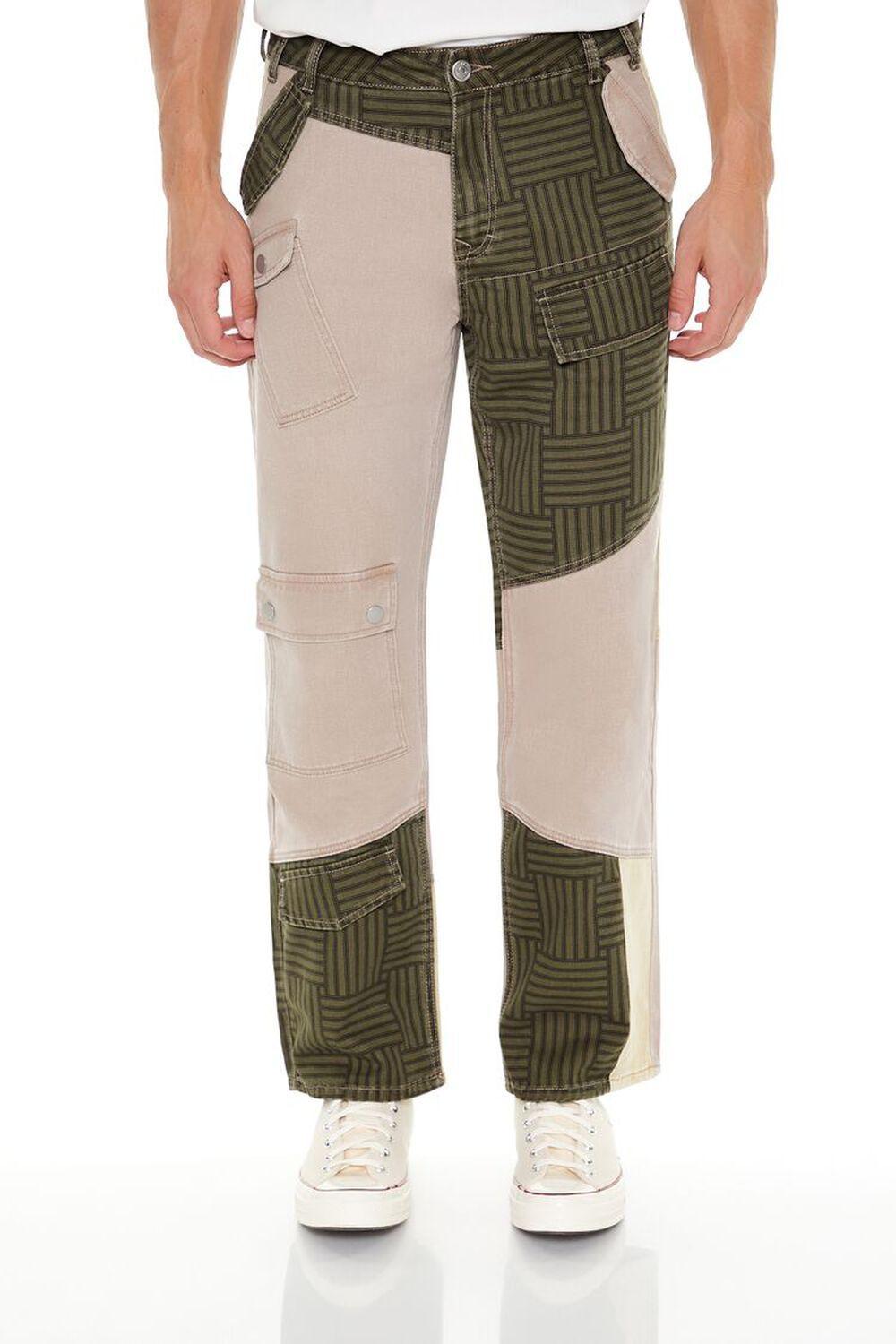 Striped Colorblock Cargo Jeans | Forever 21 Product Image