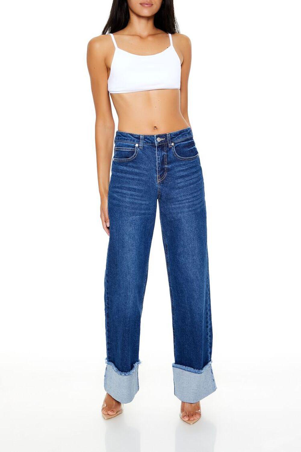 Frayed Cuffed High-Rise Jeans | Forever 21 product image