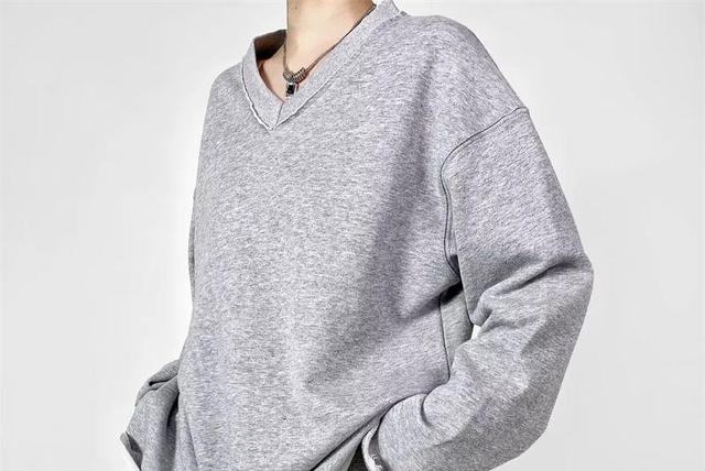 V-Neck Plain Sweatshirt Product Image