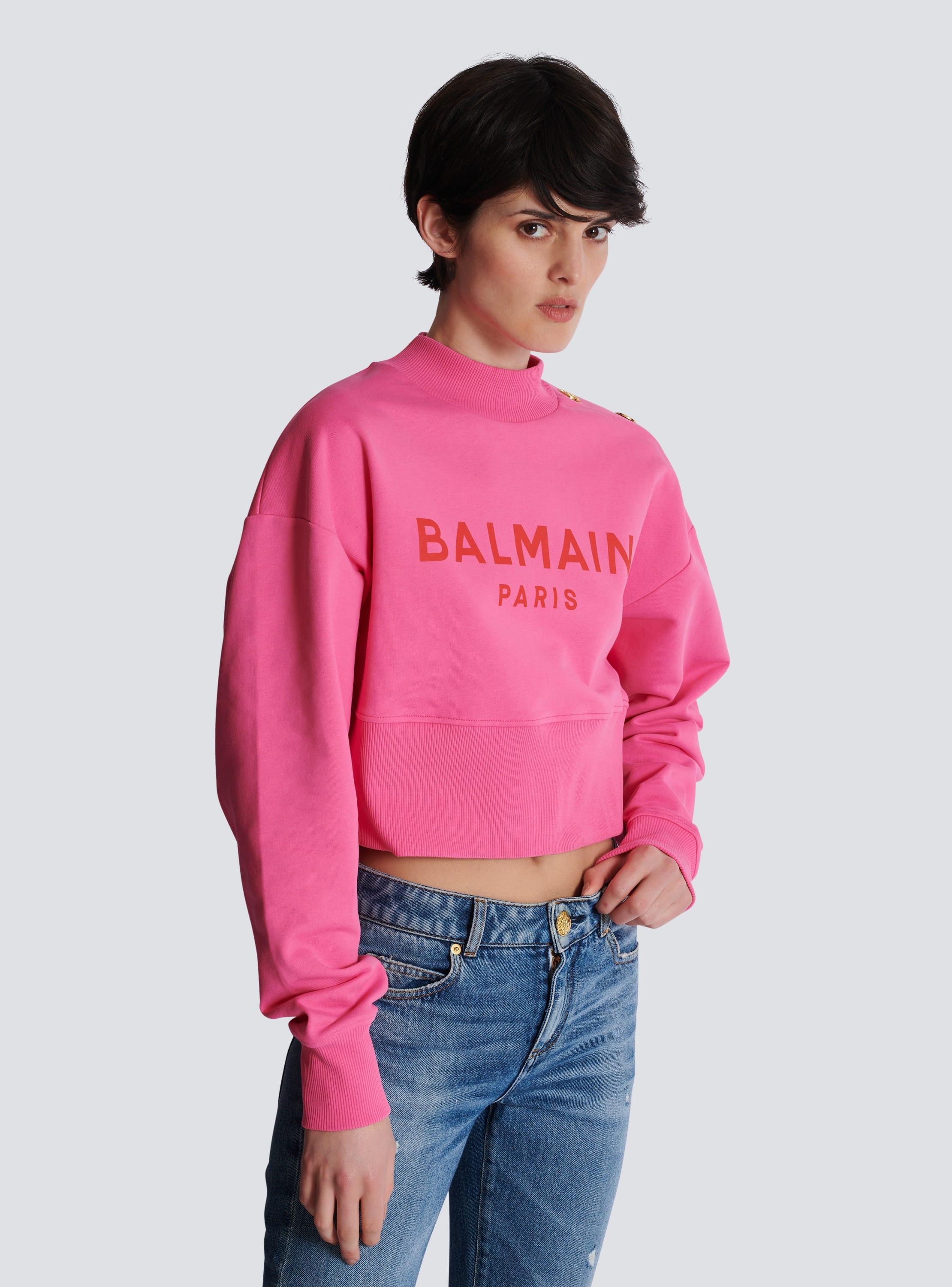 Cropped sweatshirt with Balmain Paris print Product Image