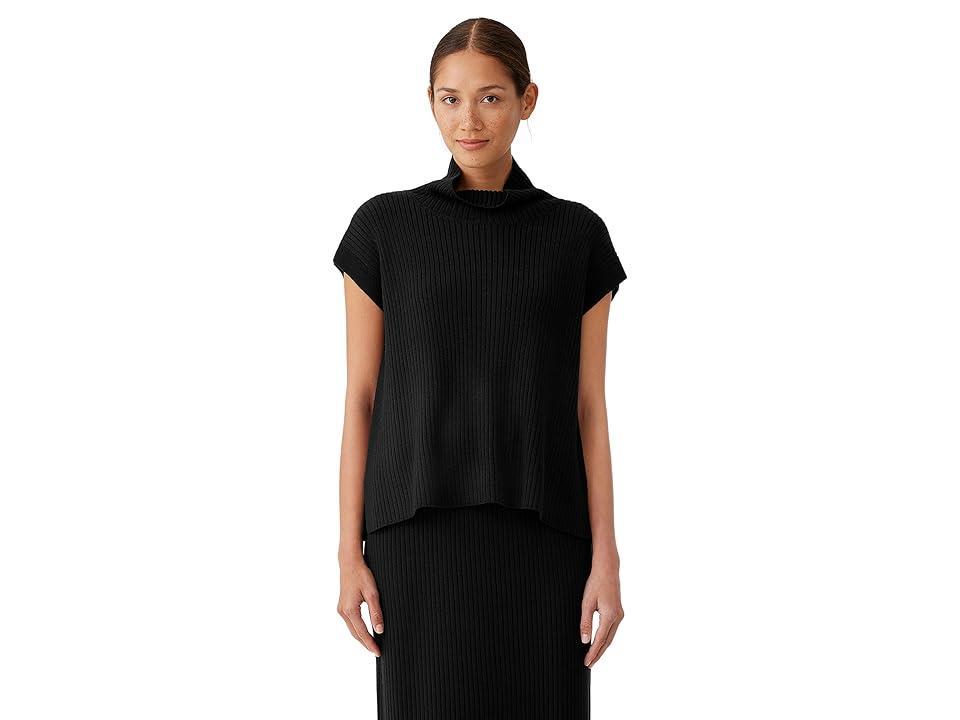 Eileen Fisher Turtleneck Merino Wool Short Sleeve Sweater Product Image