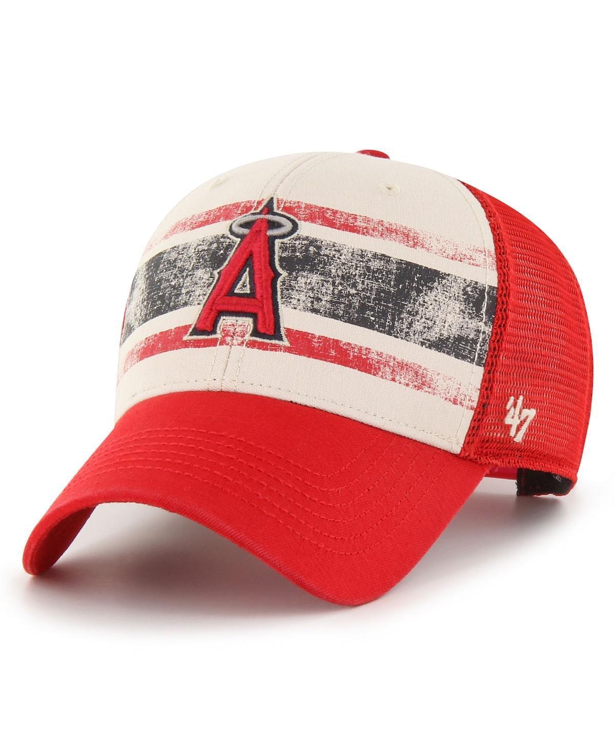 Mens 47 Cream/Red Los Angeles Angels Breakout MVP Trucker Adjustable Hat Product Image