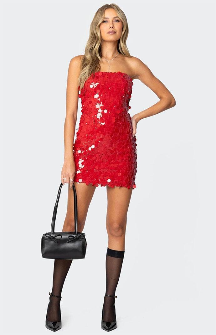 Edikted Women's Samba Sequin Strapless Mini Dress product image